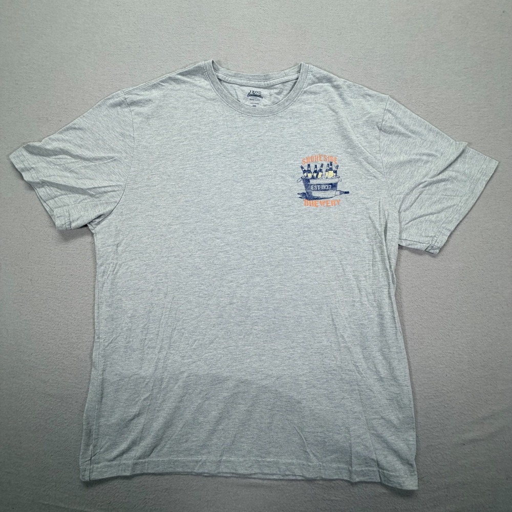 Izod Mens T-Shirt Relaxed Fit‎ Gray Shoreside Brewery Graphic XXL